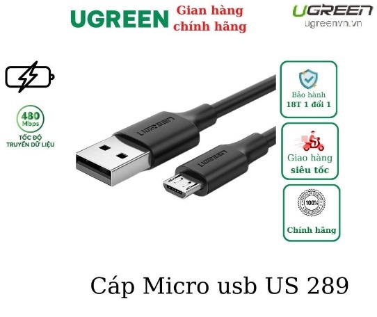 Cáp sạc dữ liệu micro USB dài 3m Ugreen 60827 chính hãng